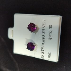 #20 Fuchsia 925 Earrings Screw Back Studs
